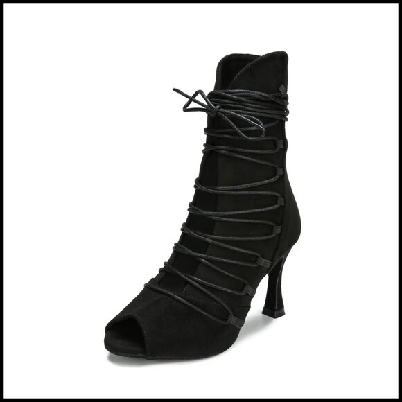 Shoes - Professional Dance Boots Latin Salsa Pole Dancer 3.5 Inch Heel Strappy Design
